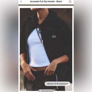 ALO Yoga Black Full Zip Hoodie size medium